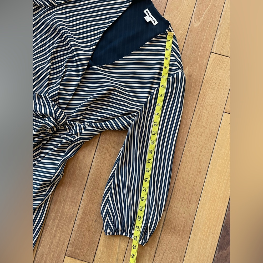 Whistles Callie Stripe Wrap Midi Workwear Dress Blue Yellow White UK 10 / US 6 - Picture 11 of 14